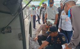 Operasi Zebra Semeru 2025: Satlantas Polres Sampang Gelar Ramp Check Gabungan Bus di Terminal Trunojoyo