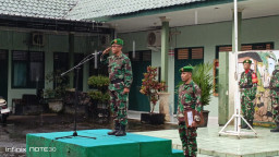 Tunjukkan Disiplin Tinggi, Prajurit Kodim 1619/Tabanan Tetap Upacara Meski Diguyur Hujan