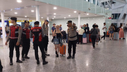 Ciptakan Rasa Aman, Polres Bandara Gelar Patroli Humanis di Area Terminal Internasional 