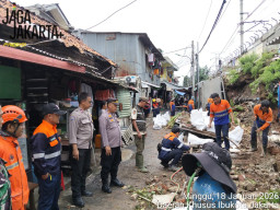 Pagar PT KAI Royal Panjang 10 Meter Roboh di Jakarta Barat, Bhabinkamtibmas Bersama Pawas dan Tiga Pilar Pantau Perapiha