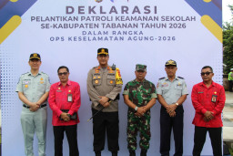 Pelantikan PKS se-Kabupaten Tabanan, Dandim 1619/Tabanan Tegaskan Komitmen Keselamatan Berlalu Lintas Pelajar 