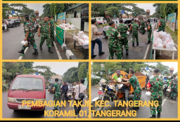 Koramil 01 Tangerang Mengadakan Bagi Takjil kepada Warga di Bulan Ramadhan.