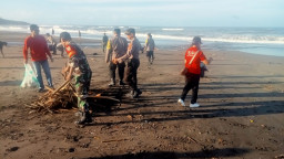 Gerakan Bersih Pantai di Tabanan, Danramil Kediri Ajak Masyarakat Jaga Kelestarian Pesisir 