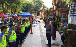 Ratusan Personel Gabungan Siap Amankan Pawai Ogoh-Ogoh di Wilayah Denpasar Timur 