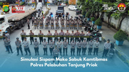 Polres Tanjung Priok, Perkuat Kesiapsiagaan Lewat Simulasi Sispam Mako Sabuk Kamtibmas Jaga Lingkungan.