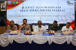 Polres Pelabuhan Tanjung Priok, Gelar Deklarasi Damai Jelang Hari Buruh. 