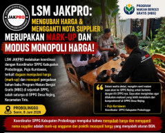 LSM JAKPRO: Mengubah Harga dan Mengganti Nota Supplier Merupakan Mark-Up dan Modus Monopoli Harga