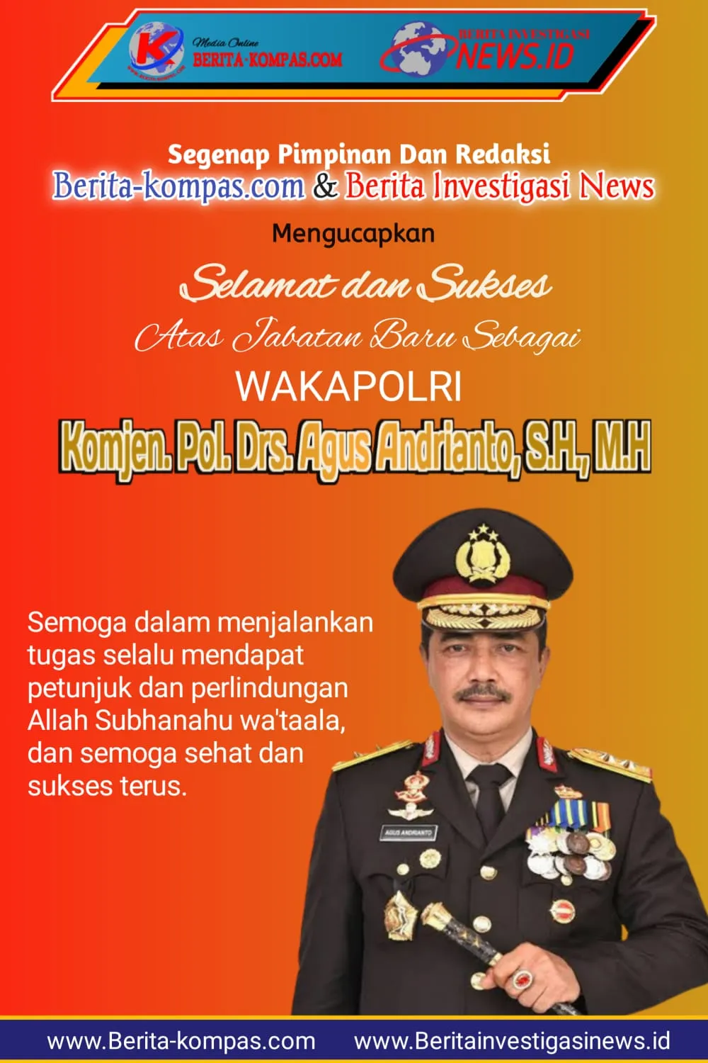 Komjen Pol Agus Andrianto, Resmi Jabat Wakapolri