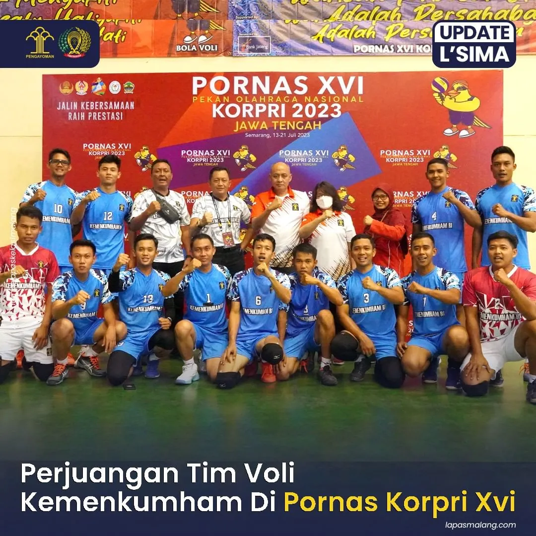 Aksi Tim Bola Voli Kemenkumham, di Ajang Pornas Korpri XVI