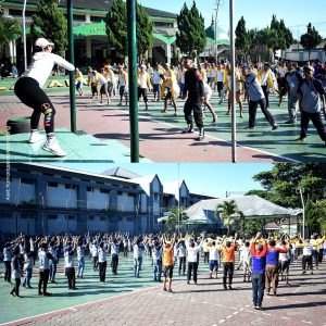 Foto teks: Kegiatan senam aerobik pagi di Lapas Kelas I Malang Jumat (21/07/2023).