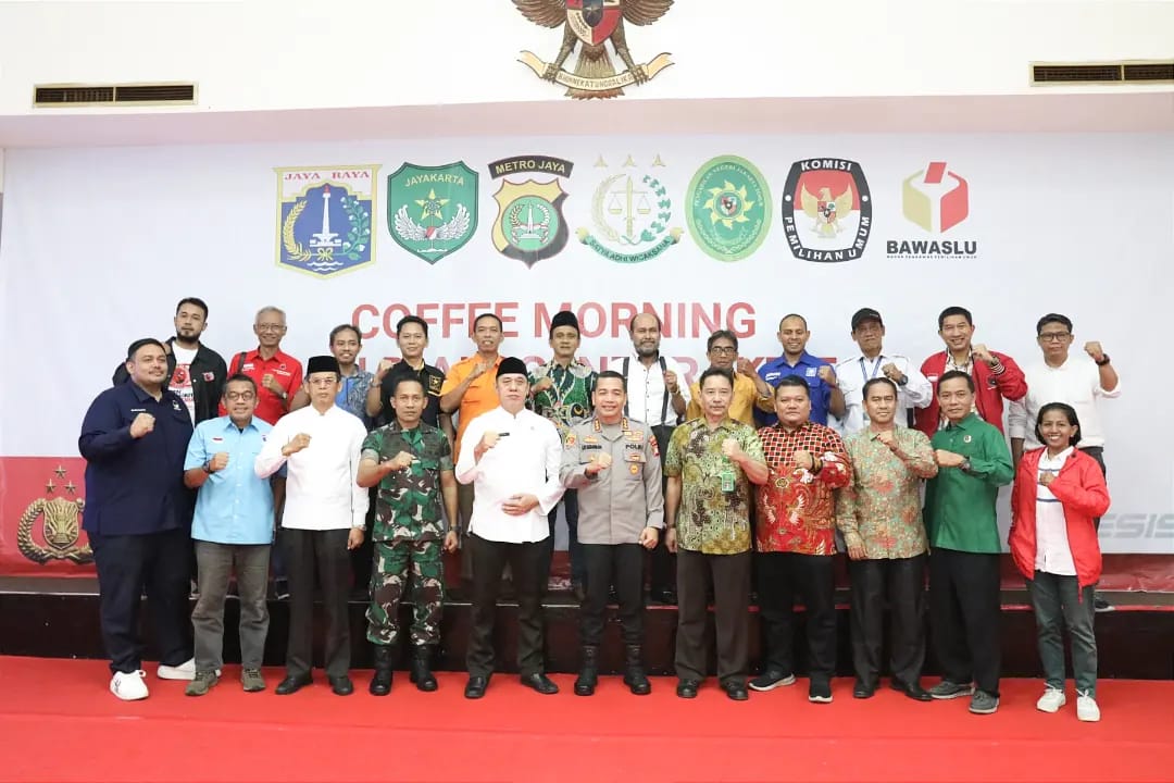 "Wujudkan Pemilu Aman Tahun 2024" Polres Metro Jakarta Timur Gelar Coffee Morning Bertempat di Aula Lt 6 Mapolres