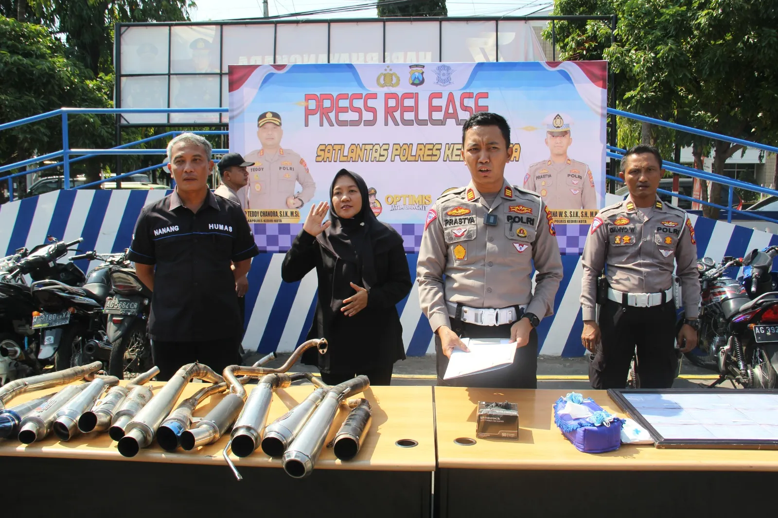 Polres Kediri Kota Amankan Puluhan Motor Knalpot Brong Diduga Untuk Balap Liar
