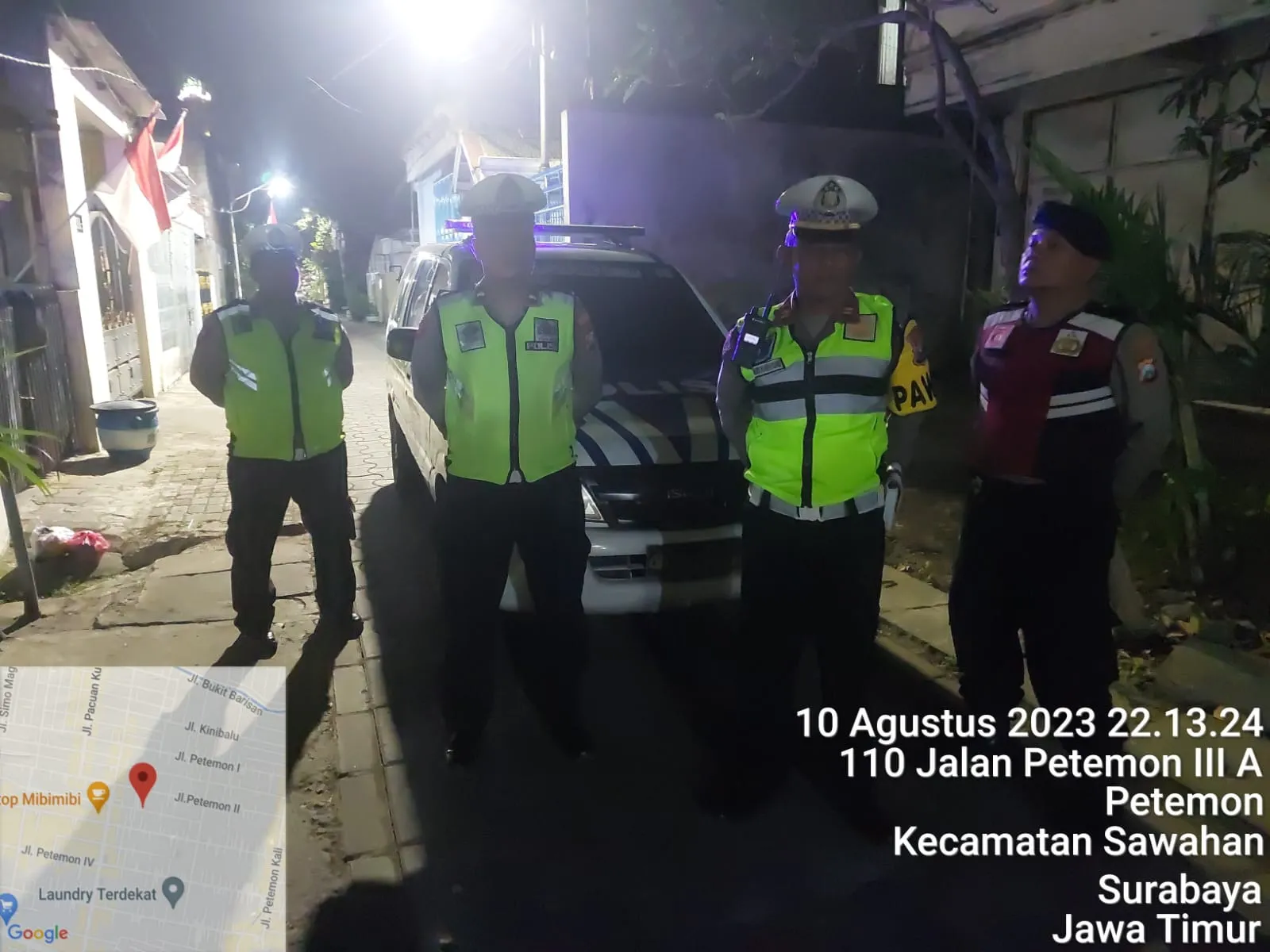 Antisipasi 3C dan Gangster, Polsek Sawahan Rutin Lakukan Patroli Malam