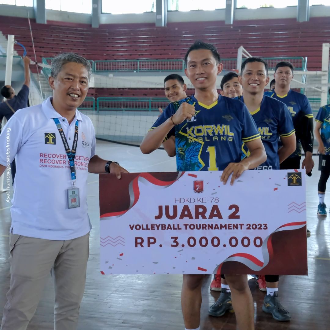 Atlet Voli Korwil Malang Sabet Peringkat Kedua di Turnamen Bola Voli Kemenkumham Jatim