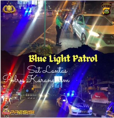Antisipasi Rawan di Malam Minggu Sat Lantas Polres Karangasem Laksanakan Blue Light Patroli 