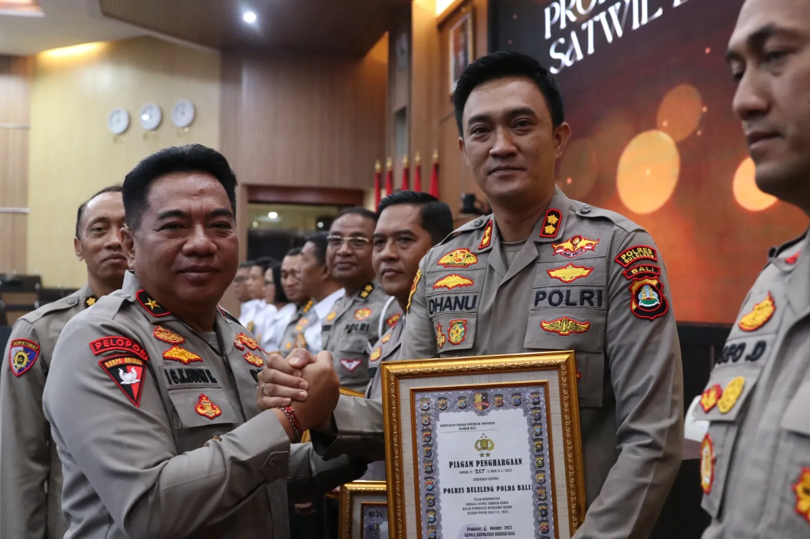 Kapolres Buleleng, Menerima Piagam Penghargaan Penyusunan Manajemen Resiko Jajaran Polda Bali