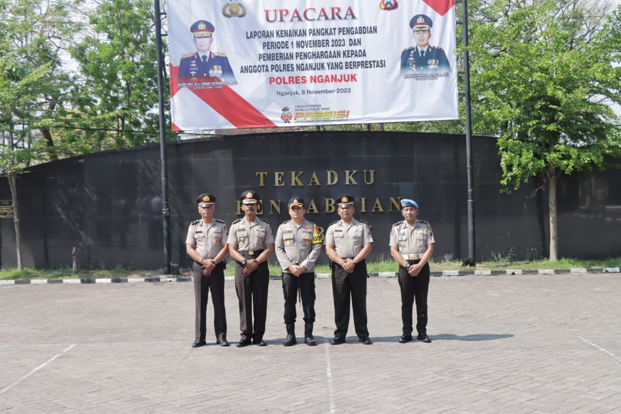 Kapolres Nganjuk Pimpin Upacara Kenaikan Pangkat Pengabdian Periode 1 November 2023