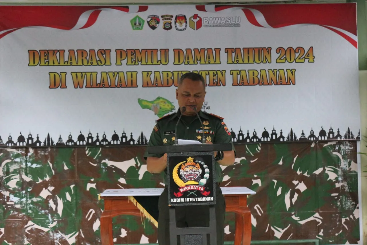 Pegang Teguh Netralitas TNI Dalam Mensukseskan Pemilu 2024, Kodim 1619/Tabanan Gelar Deklarasi Pemilu Damai 2024
