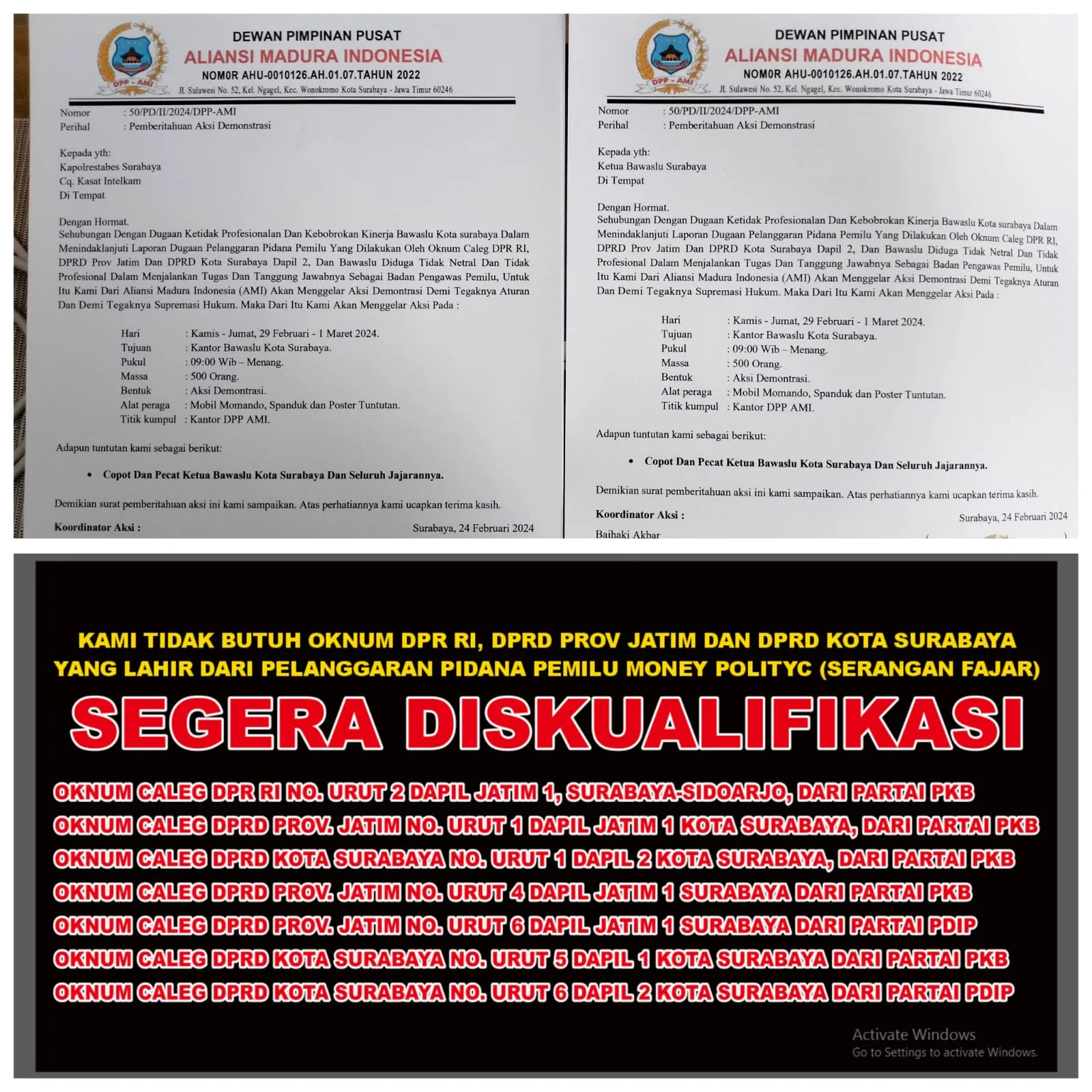 AMI Segera Turun Aksi Demo Besar-besaran Jilid II di Bawaslu Kota Surabaya