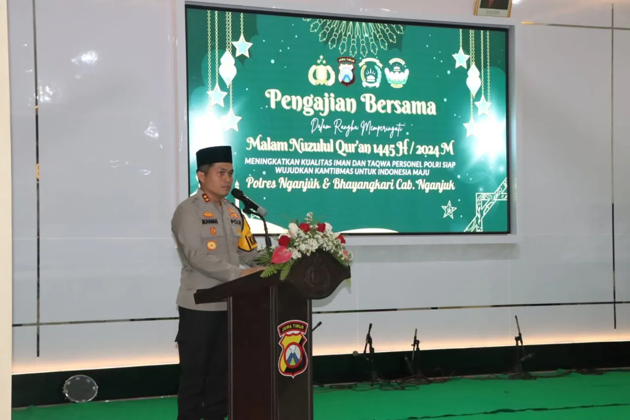 Polres Nganjuk Gelar Pengajian Bersama Dalam Rangka Peringati Malam Nuzulul Qur’an 1445H/2023M