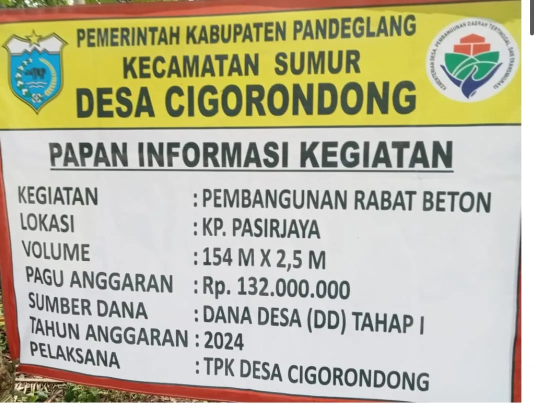 Pemdes Cigorondong Realisasikan Dana Desa Tahap I Tahun 2024 Rabat Beton