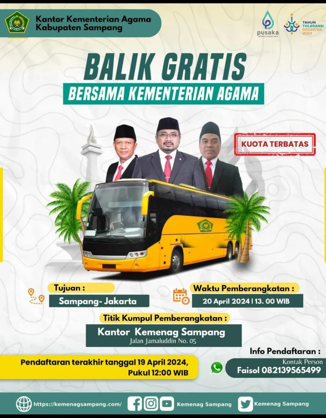 Kemenag Kembali Selenggarakan Program Balik Gratis Tahun 2024