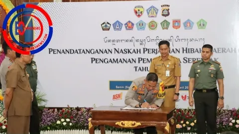 Kapolres Klungkung dan Pemerintah Daerah Teken Naskah Perjanjian Hibah Daerah, Guna Pengamanan Pemilukada Serentak 2024