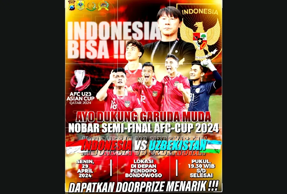 Bersama Forkopimda, Polres Bondowoso Gelar Nobar Timnas Indonesia Vs Uzbekistan di Pendopo 