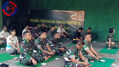 Peningkatan Keimanan di Kodim 1619/Tabanan, Persembahyangan Bulan Purnama di Pura Bwana Giri Dharma Yudha