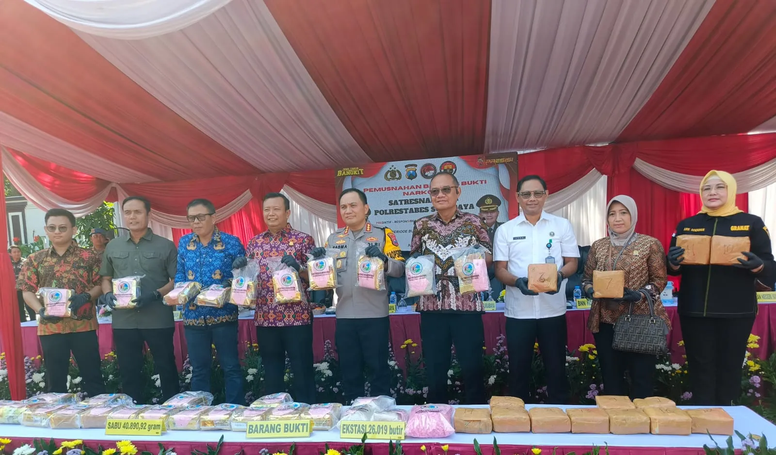 Kapolrestabes Surabaya Pimpin Pemusnahan Barang Bukti Narkoba Hasil Operasi Bulan Maret Sampai April
