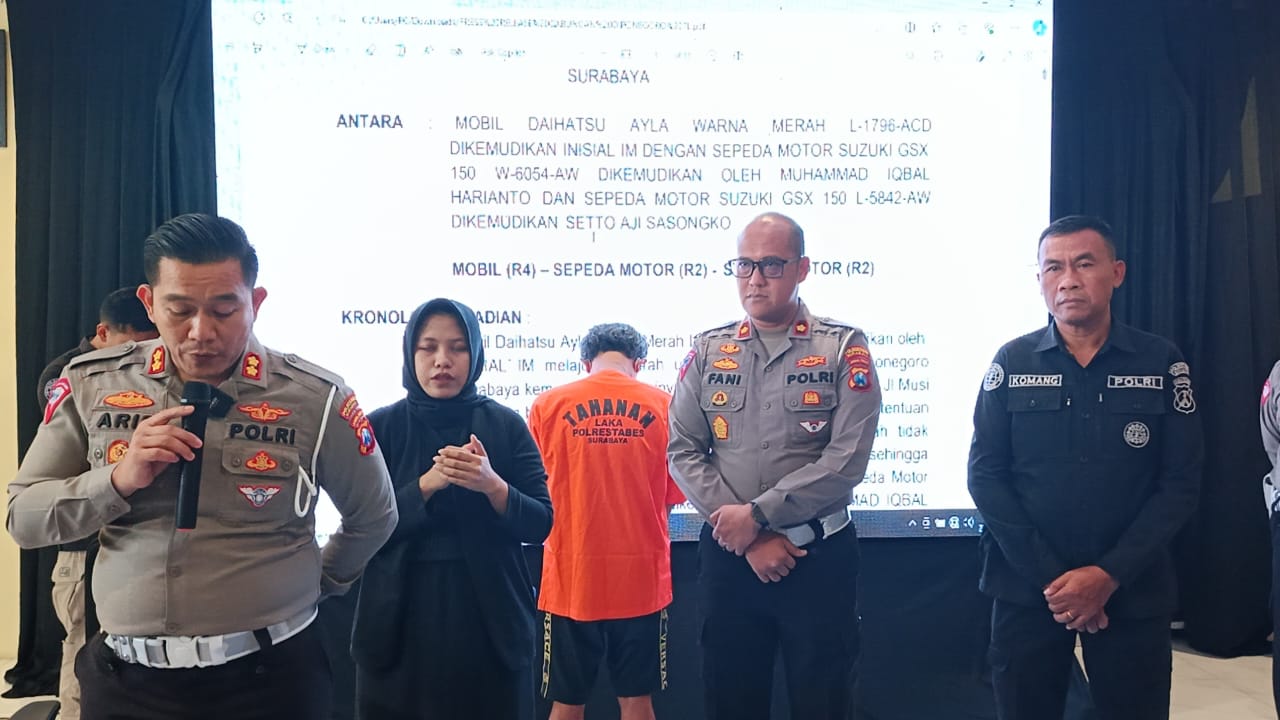 Polrestabes Surabaya Amankan Pelaku Tabrak Lari Yang Menyebabkan Korban Meninggal 