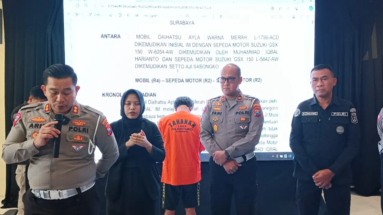 Polrestabes Surabaya Amankan Pelaku Tabrak Lari Yang Menyebabkan Korban Meninggal 