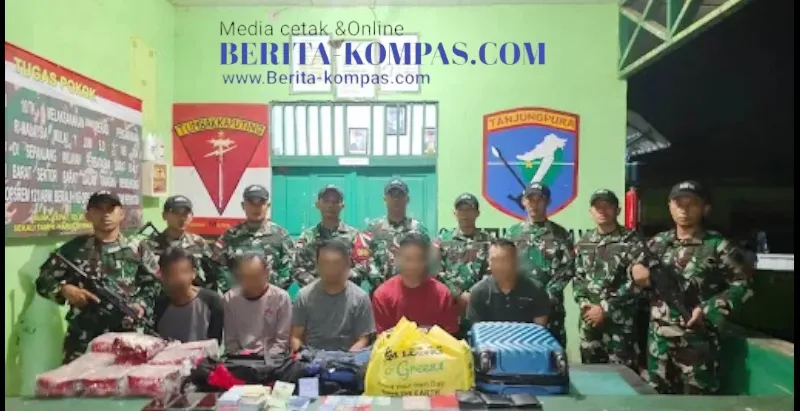 Selundupkan Sabu 25,4 Kilogram 2 WNA Malaysia dan 3 WNI Dibekuk Satgas Yonarmed 16/Tumbak Kaputing