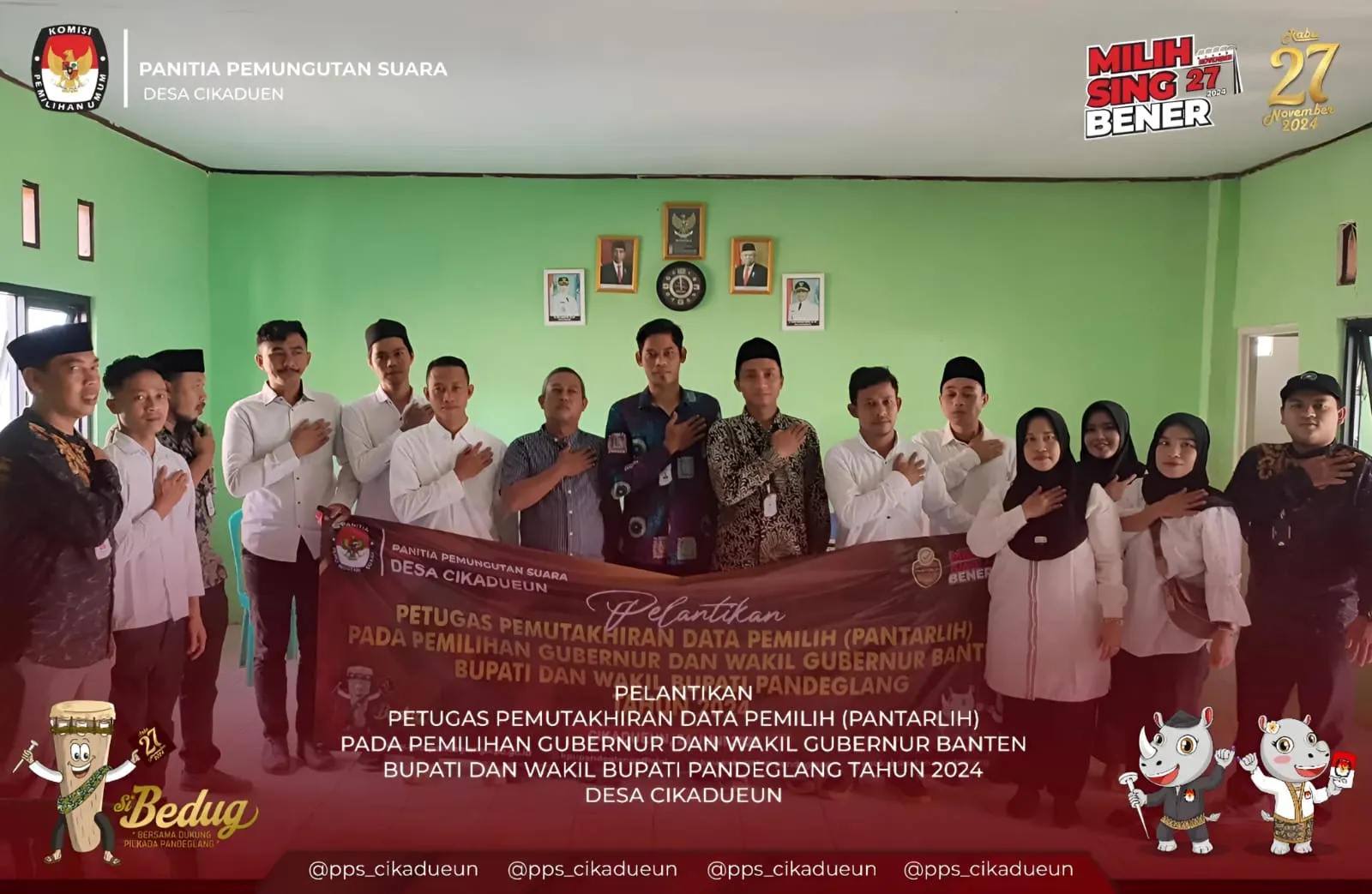 Pelantikan Petugas Pemutahiran Data Pemilih (Pantarlih) Pada PiIgub dan Wagub Banten Bupati dan Wakil Bupati Pandeglang