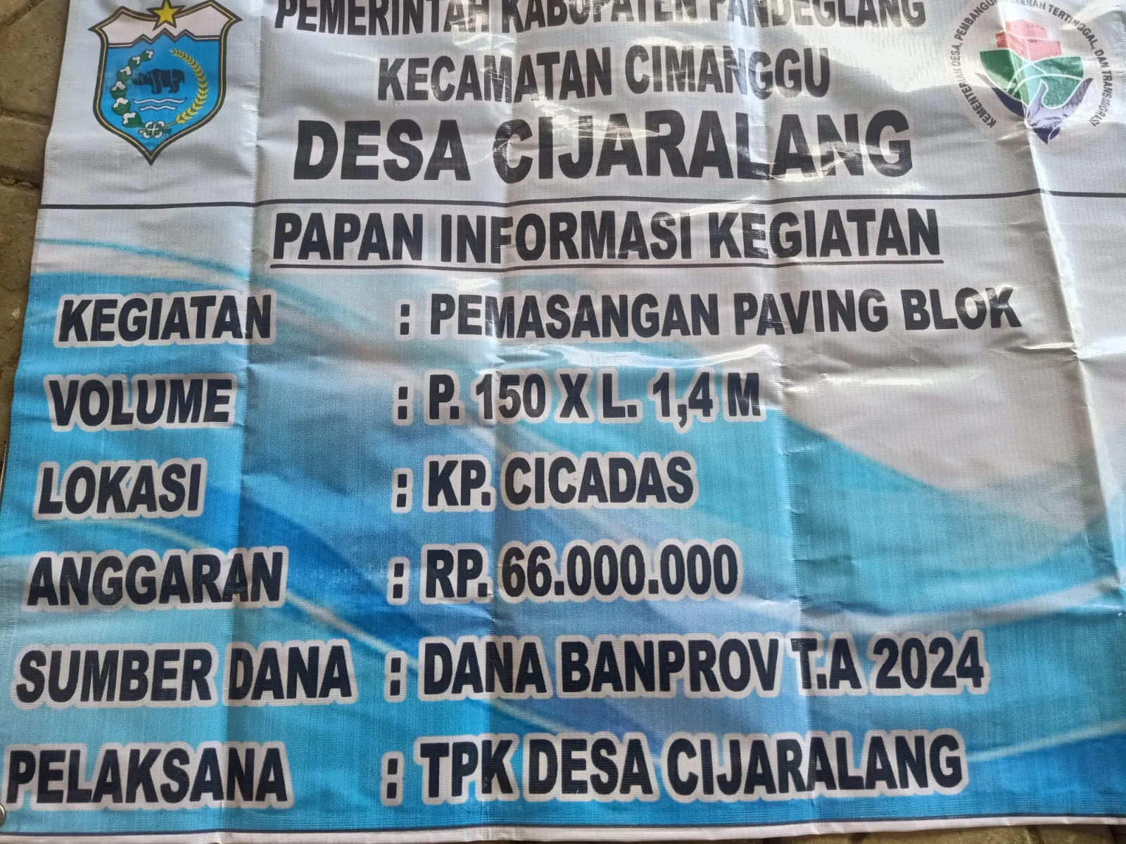 Pemdes Cijaralang Realisasikan Dana Banprov Tahun2024 Paving Blok