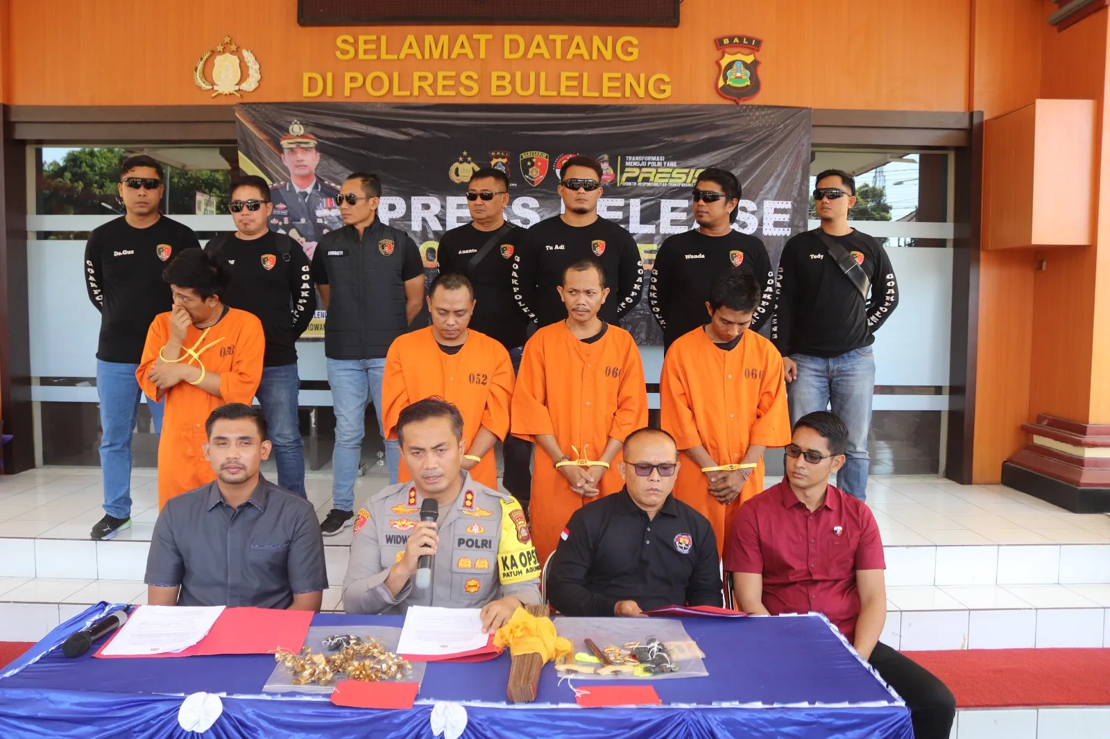 Kapolres Buleleng Pimpin Konferensi Press Tim Goak Poleng Ungkap Kasus Curanmor dan Pretima