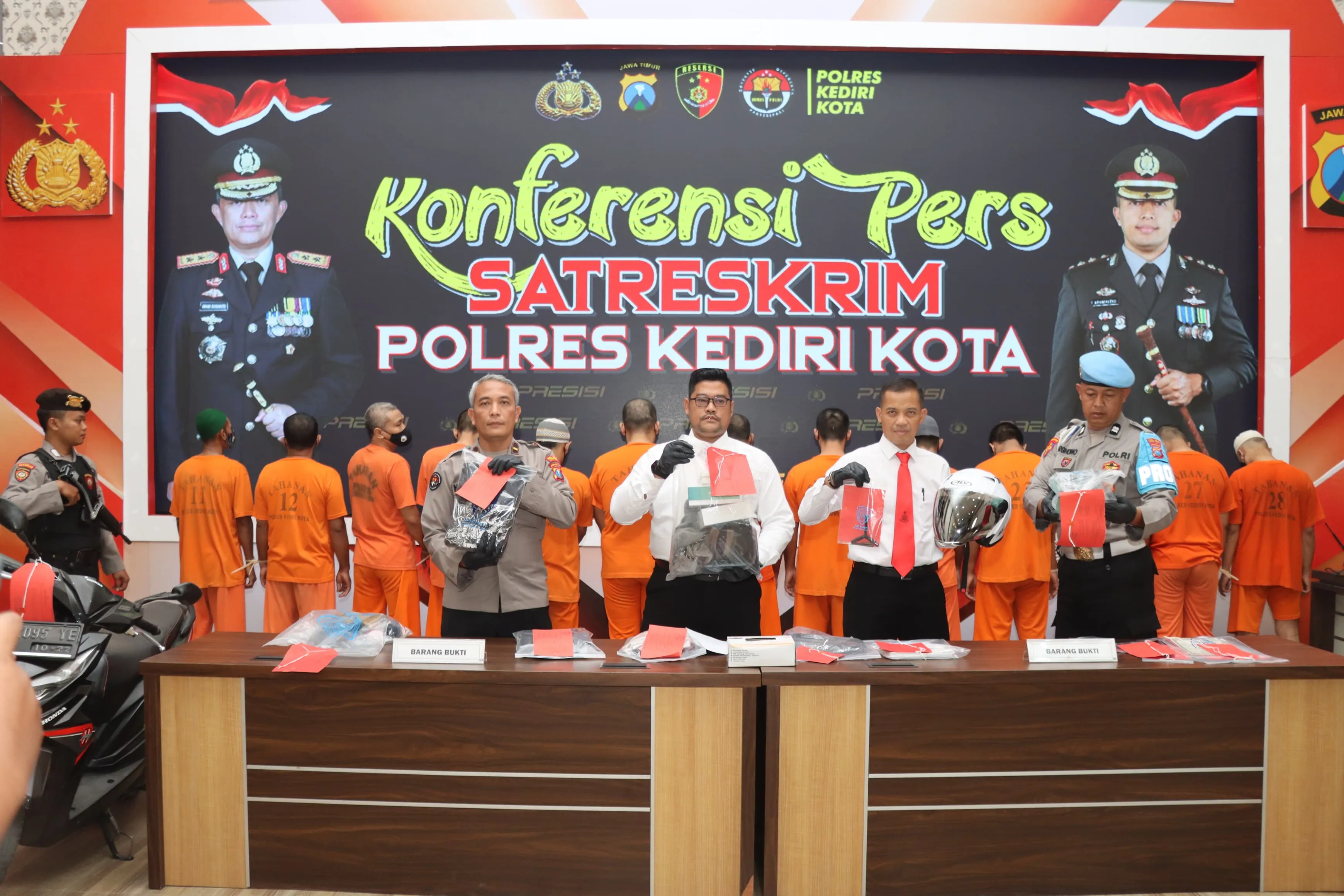 Polres Kediri Kota Ungkap 8 Kasus Pengeroyokan Hingga Curanmor Selama Bulan Juli 2024