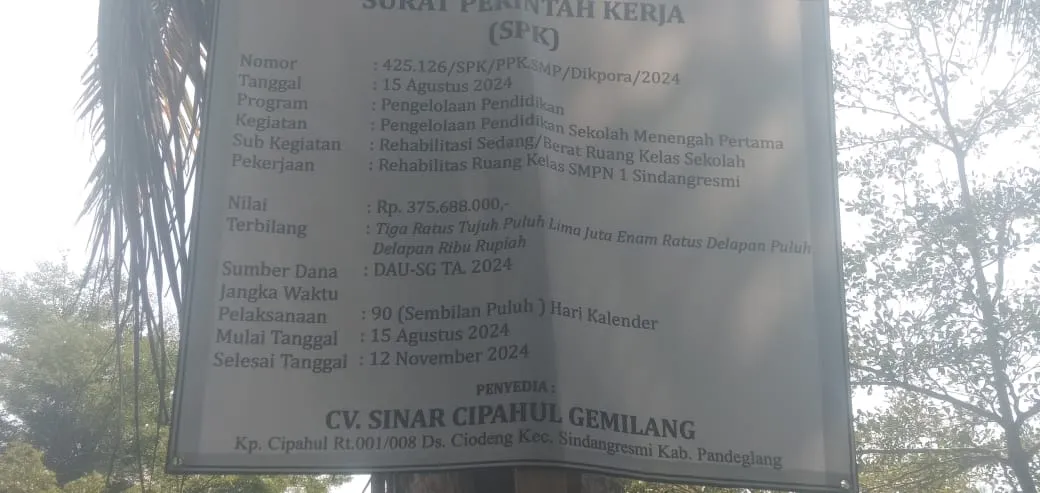 Diduga Proyek Siluman, Rehabilitasi Gedung Sekolah Tanpa Papan Informasi dan Pekerja Tidak Dilengkapi Alat Pelindung Diri