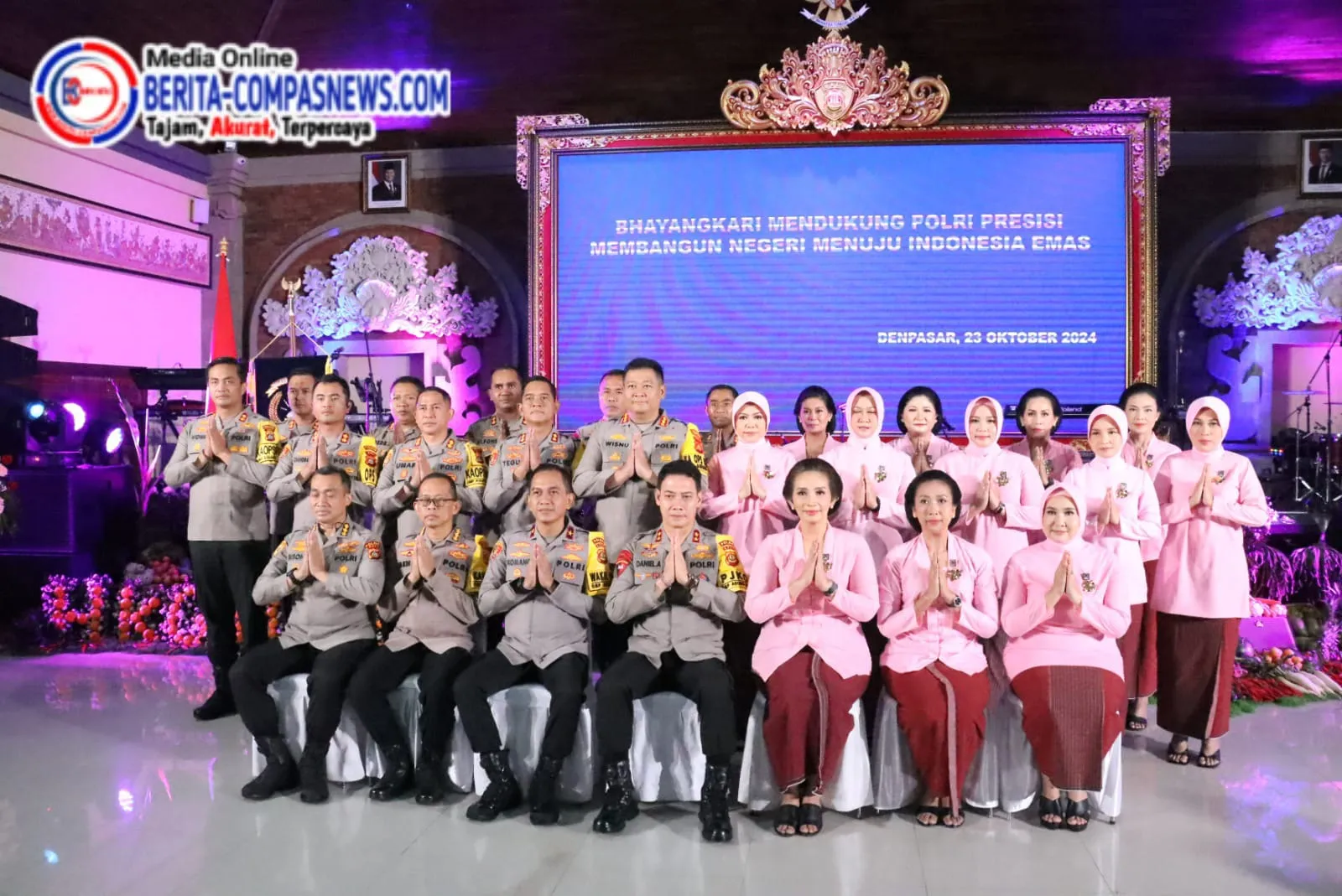 Kapolres Klungkung Didampingi Ketua Bhayangkari Hadiri Syukuran HKGB ke-72 di Polda Bali