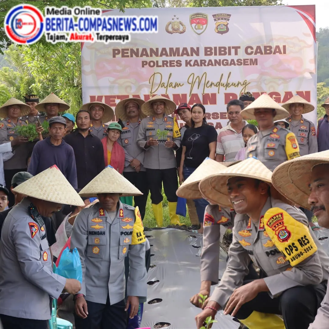 Kapolres Karangasem Pimpin Gerakan Ketahanan Pangan Melalui Penanaman Cabai di Subak Uma Cetra