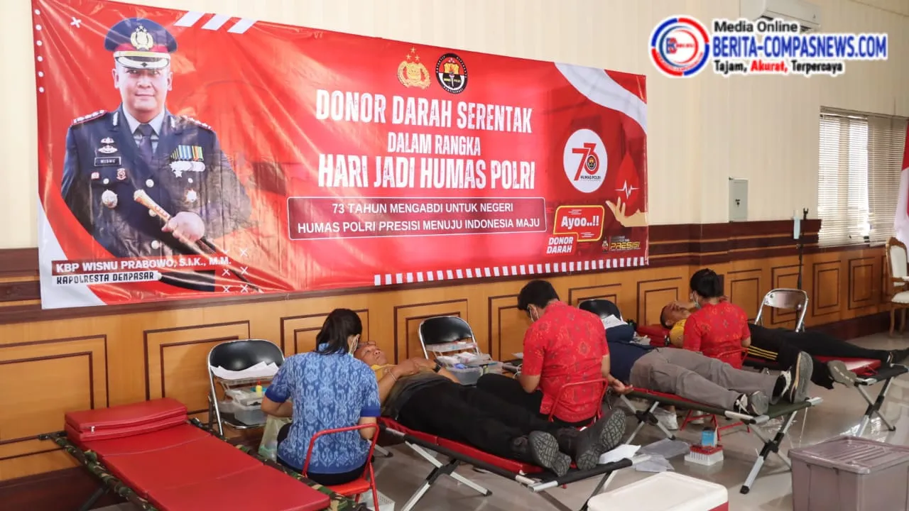 Bakti Kesehatan Donor Darah Polresta Denpasar Dalam Rangka Hari Jadi Humas ke-73 Tahun 2024