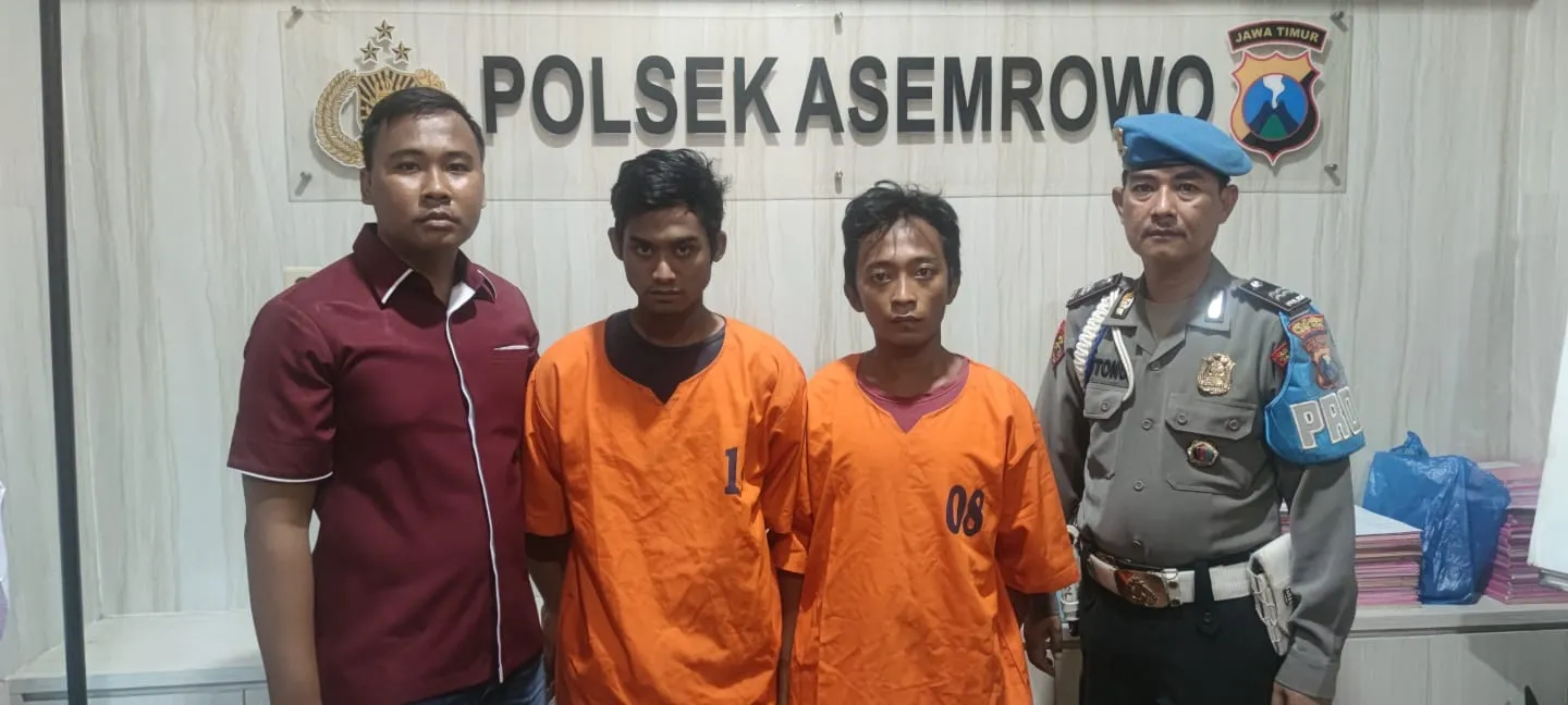 Rusak Gembok Pagar Dua Orang Pelaku Curanmor Berhasil di Amankan Unit Reskrim Polsek Asemrowo