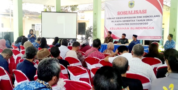 Kodim 0822/01 Bondowoso Bersama Koramil 01 Kota, Hadiri Sosialisasi Kewaspadaan Dini Jelang Pemilu 2024 di Kel. Blindungan