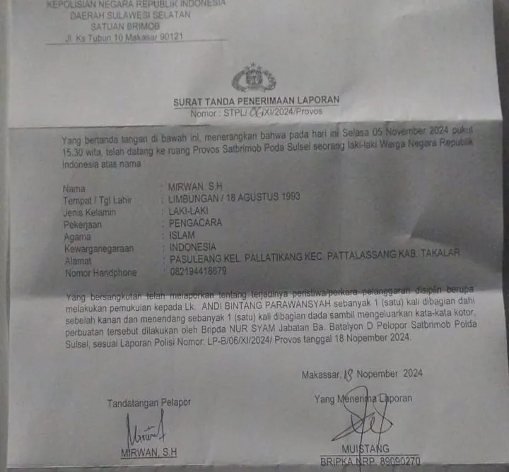 Keroyok Warga Takalar, LSM Garuda Hitam Desak Polres Takalar Proses Hukum Oknum Anggota Brimob Polda Sulsel