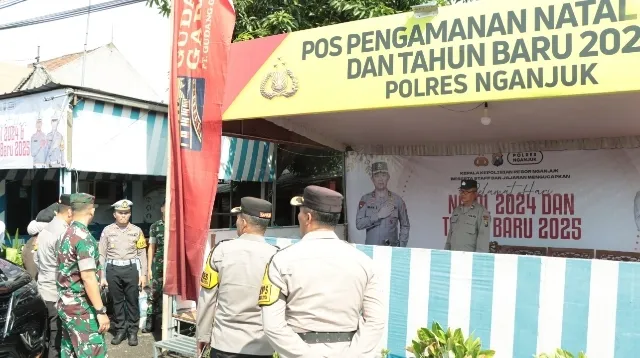 Kapolres Nganjuk dan Forkopimda Tinjau Kesiapan Pos Pengamanan Operasi Lilin 2024