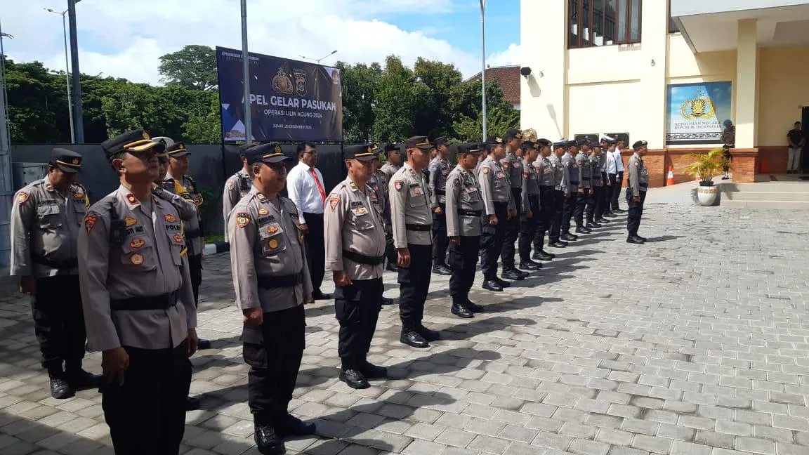 Polres Kawasan Bandara I Gusti Ngurah Rai Gelar Apel Pasukan Operasi Lilin Agung 2024