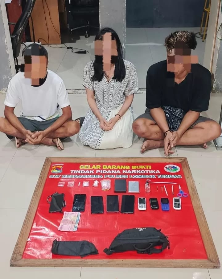 Satresnarkoba Polres Lombok Tengah Amankan Tiga Orang Terduga Pengedar Sabu di Wilayah Kota Praya