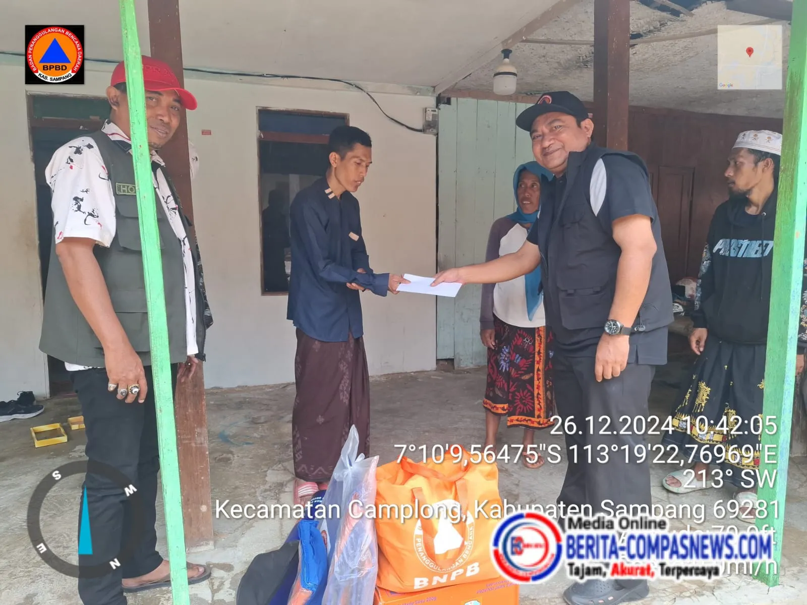 BPBD Melakukan Upaya : Memberikan Bantuan Korban Tersambar Petir Kepihak Keluarga