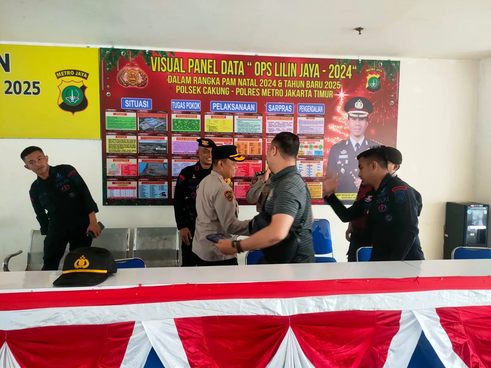 Kapolsek Cakung Lakukan Pengecekan Pos Pelayanan Natal 2024 dan Tahun Baru 2025 di Terminal Bus Terpadu Pulogebang