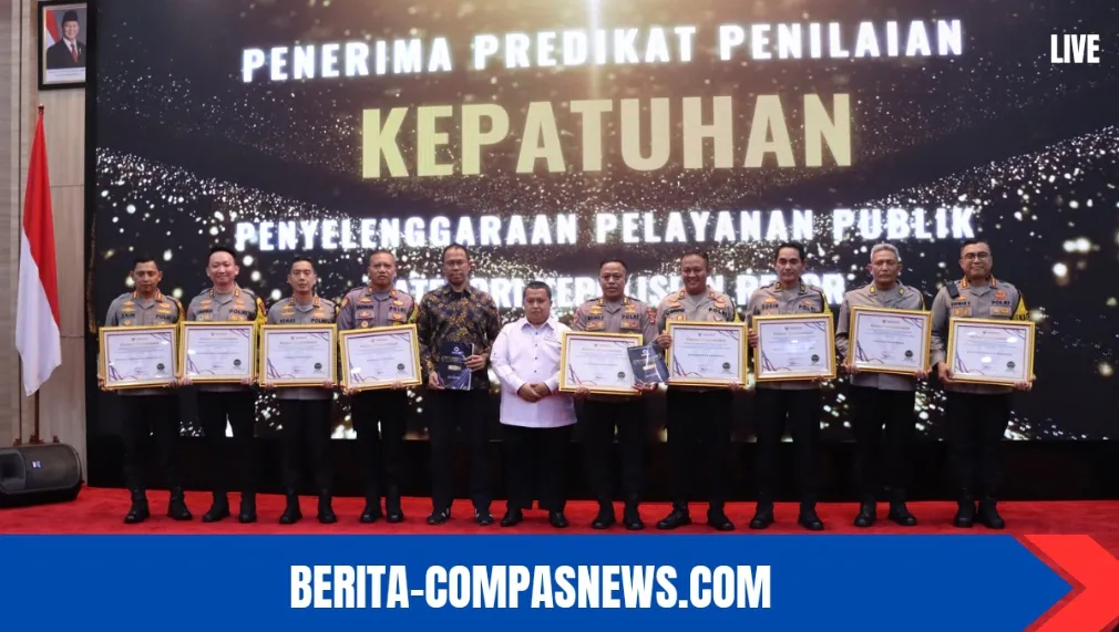Polres Metro Tangerang Kota Terima Penghargaan Terbaik Kepatuhan Penyelenggara Pelayanan Publik Se-Provinsi Banten Dari Ombudsman RI